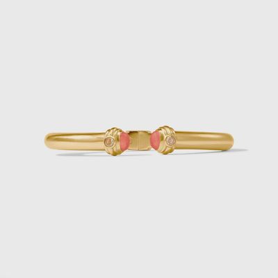 Julie Vos Portofino Demi Cuff Bracelet in 24K gold with jade and cubic zirconia stones worn on wrist