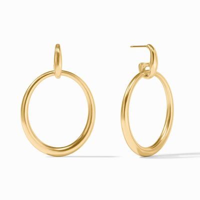 Julie Vos Laguna Doorknocker Earrings in 24K gold plate with post backs, displayed on neutral background