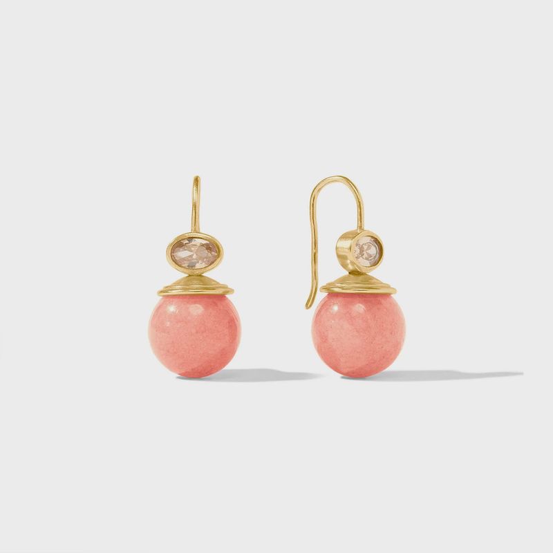 Julie Vos Portofino Demi earring in 24K gold with jade stone on French wire, shown in lifestyle context