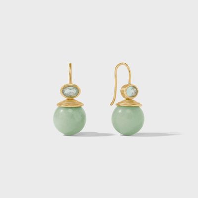 Julie Vos Portofino Demi earring in 24K gold with jade stone on French wire against white background
