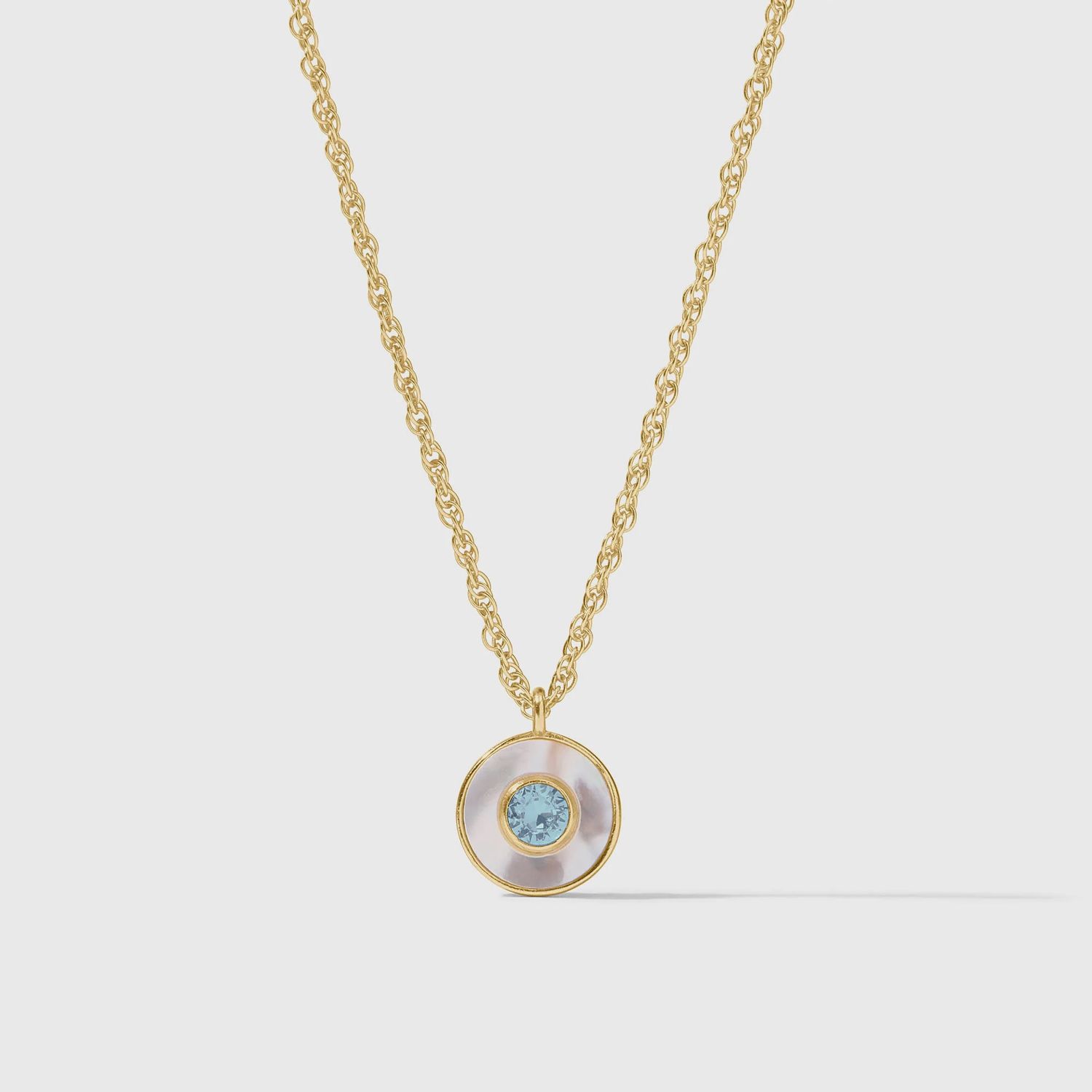Colette Circle Delicate Necklace, Colour: Chalcedony Blue
