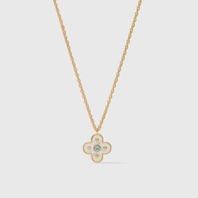 Julie Vos Colette pendant necklace in 24K gold with cubic zirconia and mother of pearl, displayed on neutral background