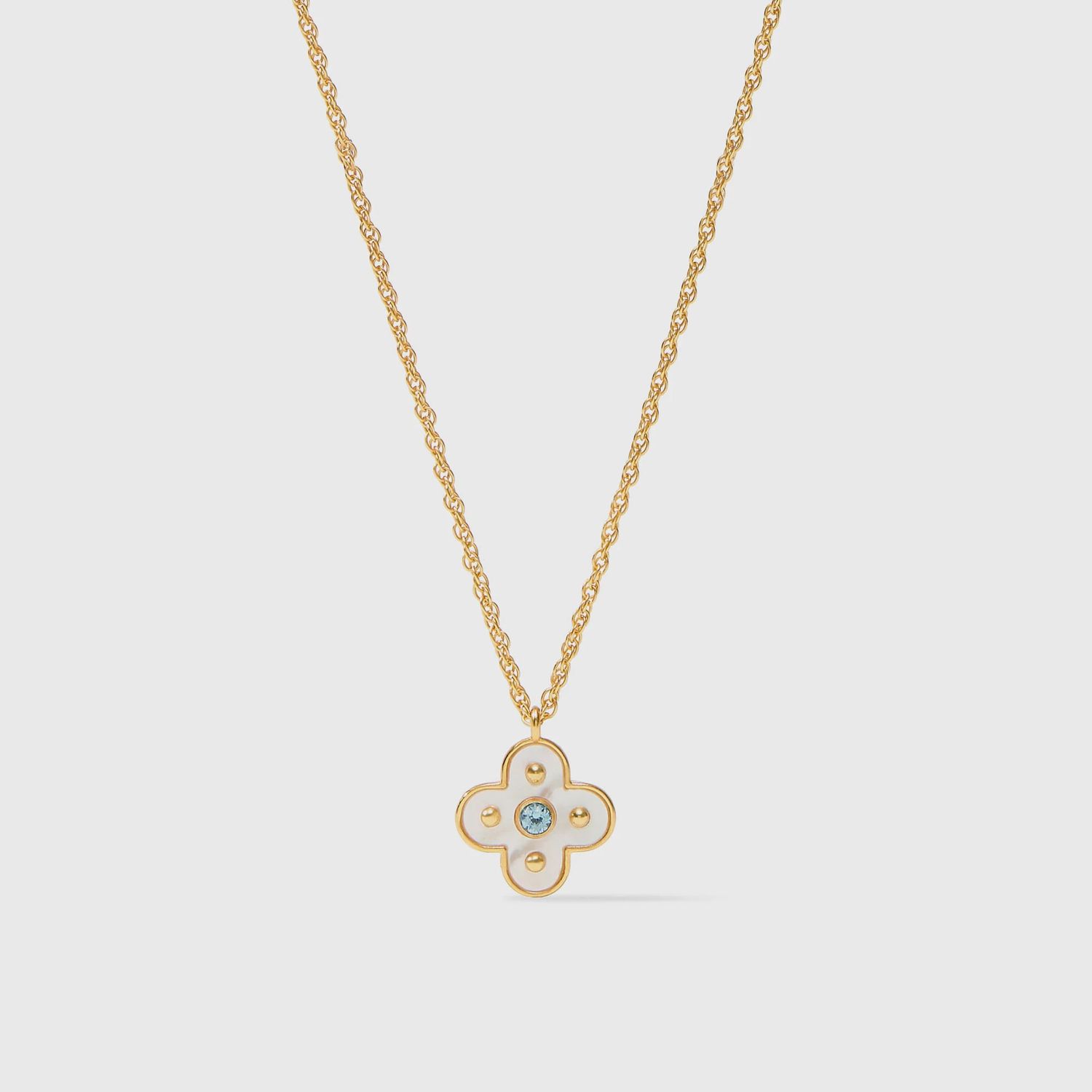 Julie Vos Colette 24K Gold CZ &amp; Mother of Pearl Pendant Necklace, Colour: Chalcedony Blue