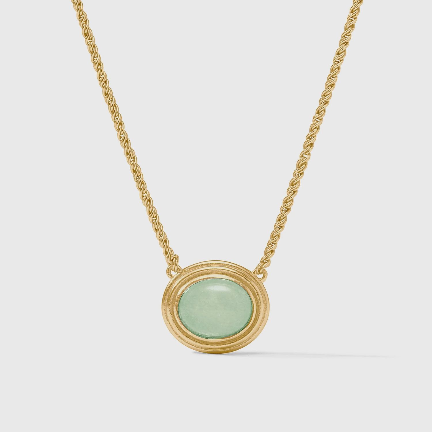 Julie Vos Portofino Solitaire Necklace 24K Gold Plate &amp; Jade, Colour: Aqua Jade