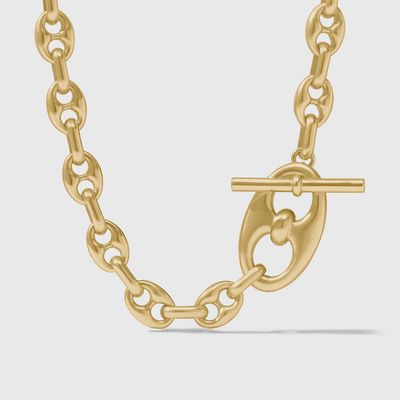 Julie Vos Laguna Demi Link necklace in 24-karat gold plate, displayed on neutral background with adjustable chain
