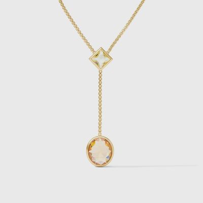 Julie Vos Jolie Lariat necklace in 24K gold plate, adjustable 18-20 inch length, displayed on neutral background