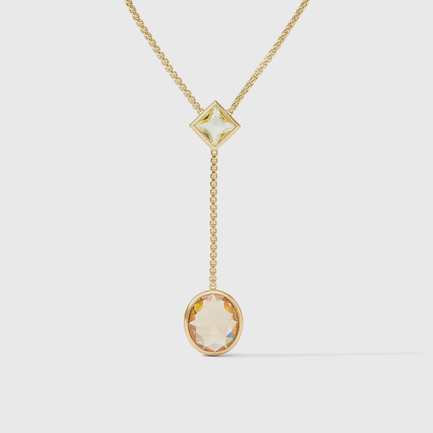 Julie Vos Jolie Lariat Necklace 24K Gold Plate Adjustable 18-20", Colour: Multi Stone