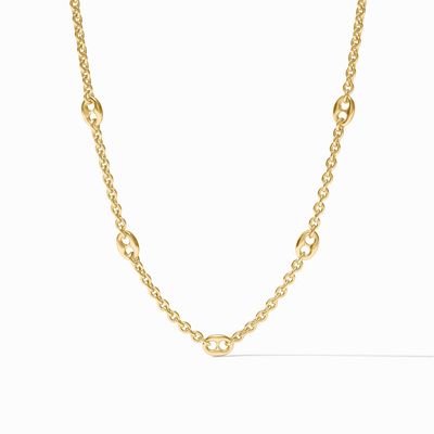 Julie Vos Laguna Delicate Station Necklace in 24K gold plate, adjustable length, displayed on a neutral studio background