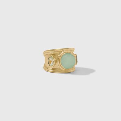 Julie Vos Portofino adjustable ring with jade stone set in 24K gold-plated brass, shown on white background