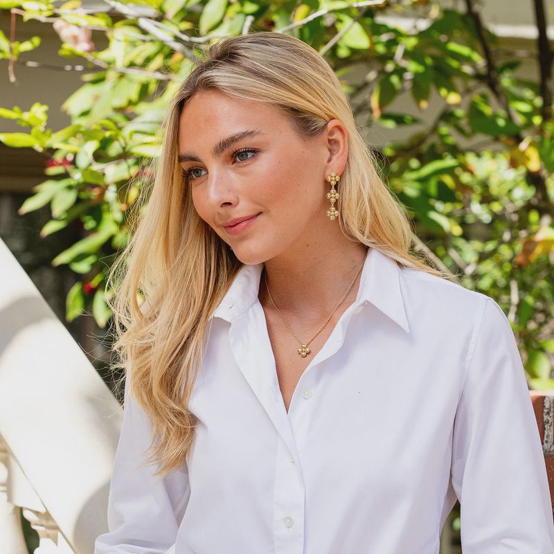 Berry Clover Linear Earrings - Gold