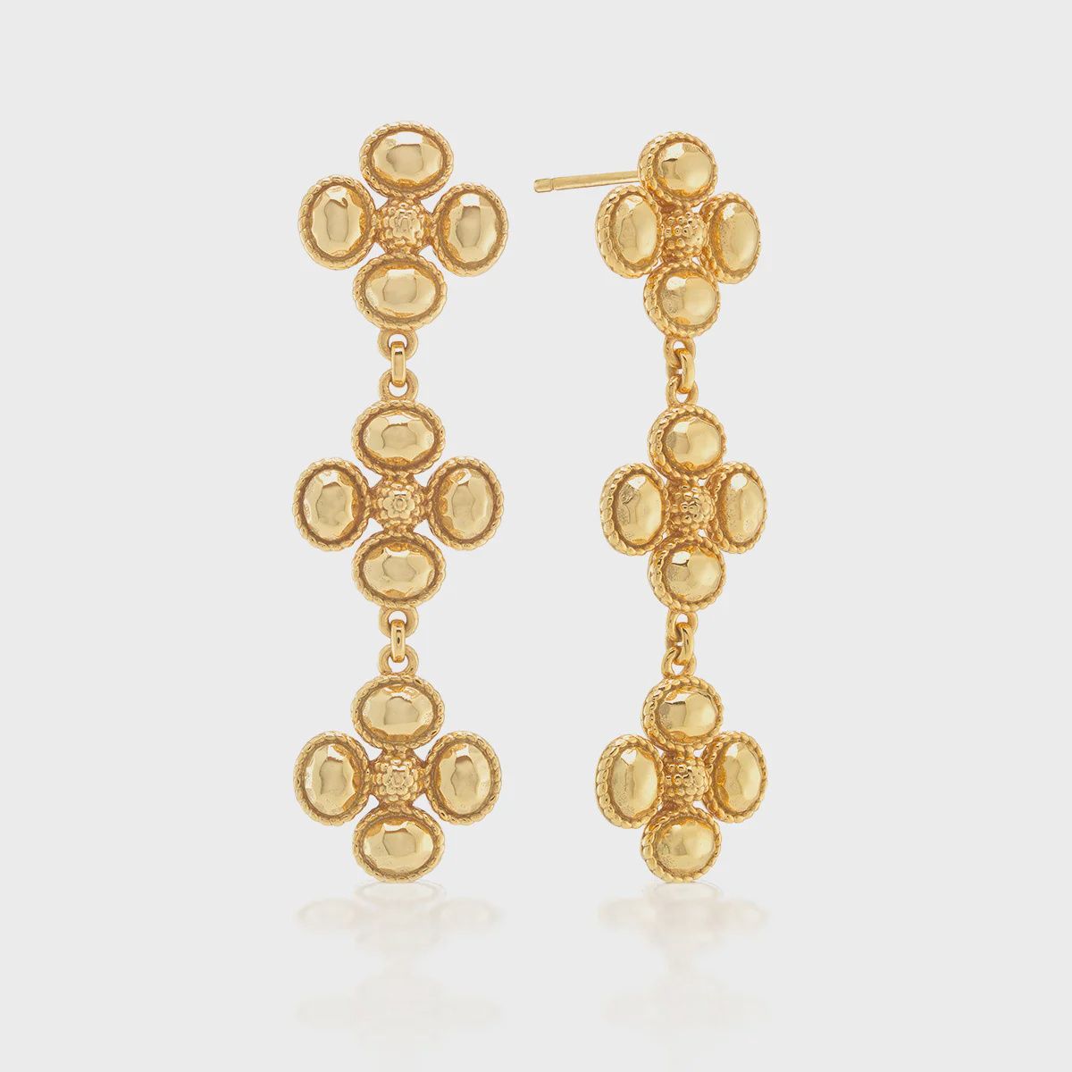 Berry Clover Linear Earrings - Gold