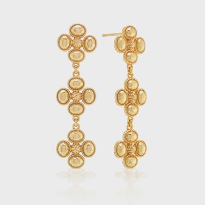 Berry Clover Linear Earrings - Gold