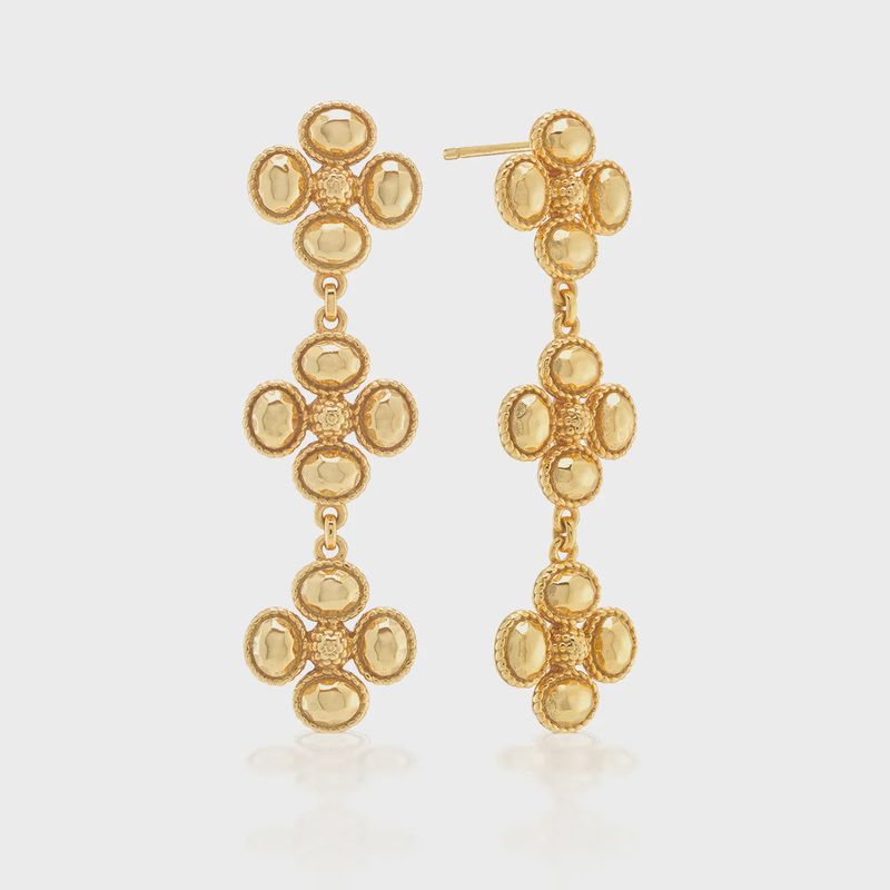 Berry Clover Linear Earrings - Gold