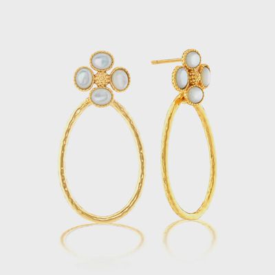 Berry Clover Teardrop Earrings - MOP