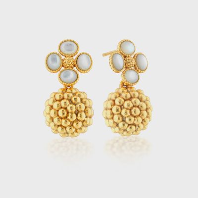 Berry Clover Drop Earrings - MOP