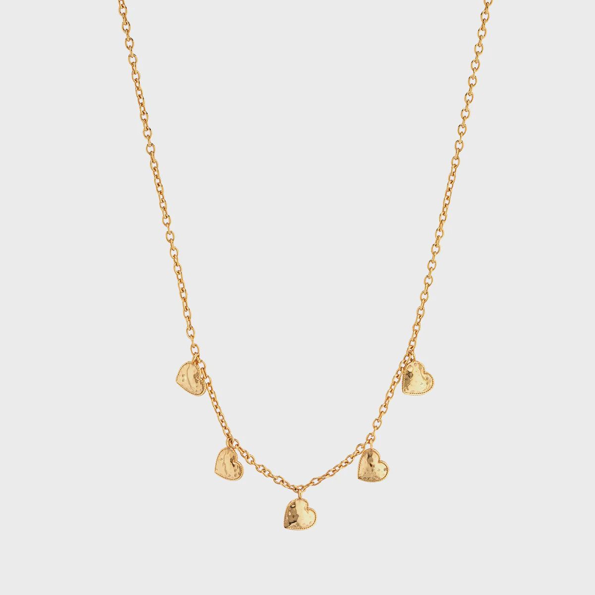 Love Heart Multi-Station Necklace, 16"+2" - Gold