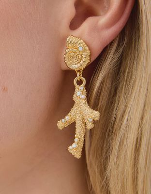 Crusty Coral Earrings White Opal