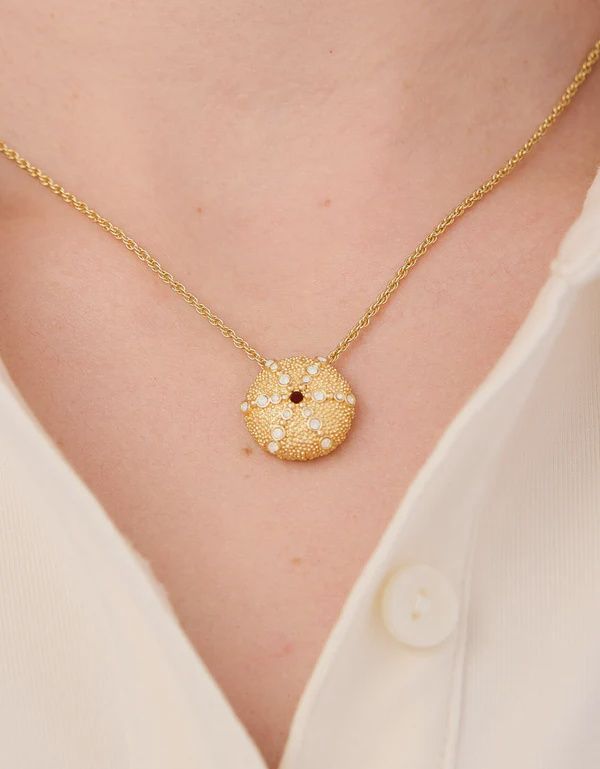 Sea Urchin Necklace 18" White Opal