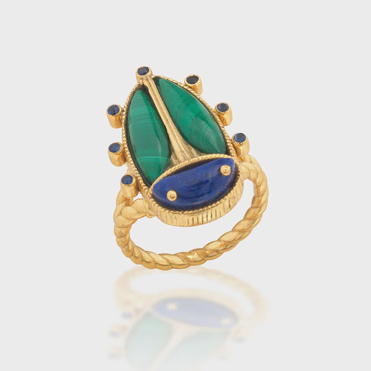 Scarab Grande Ring - Lapis/Malachite