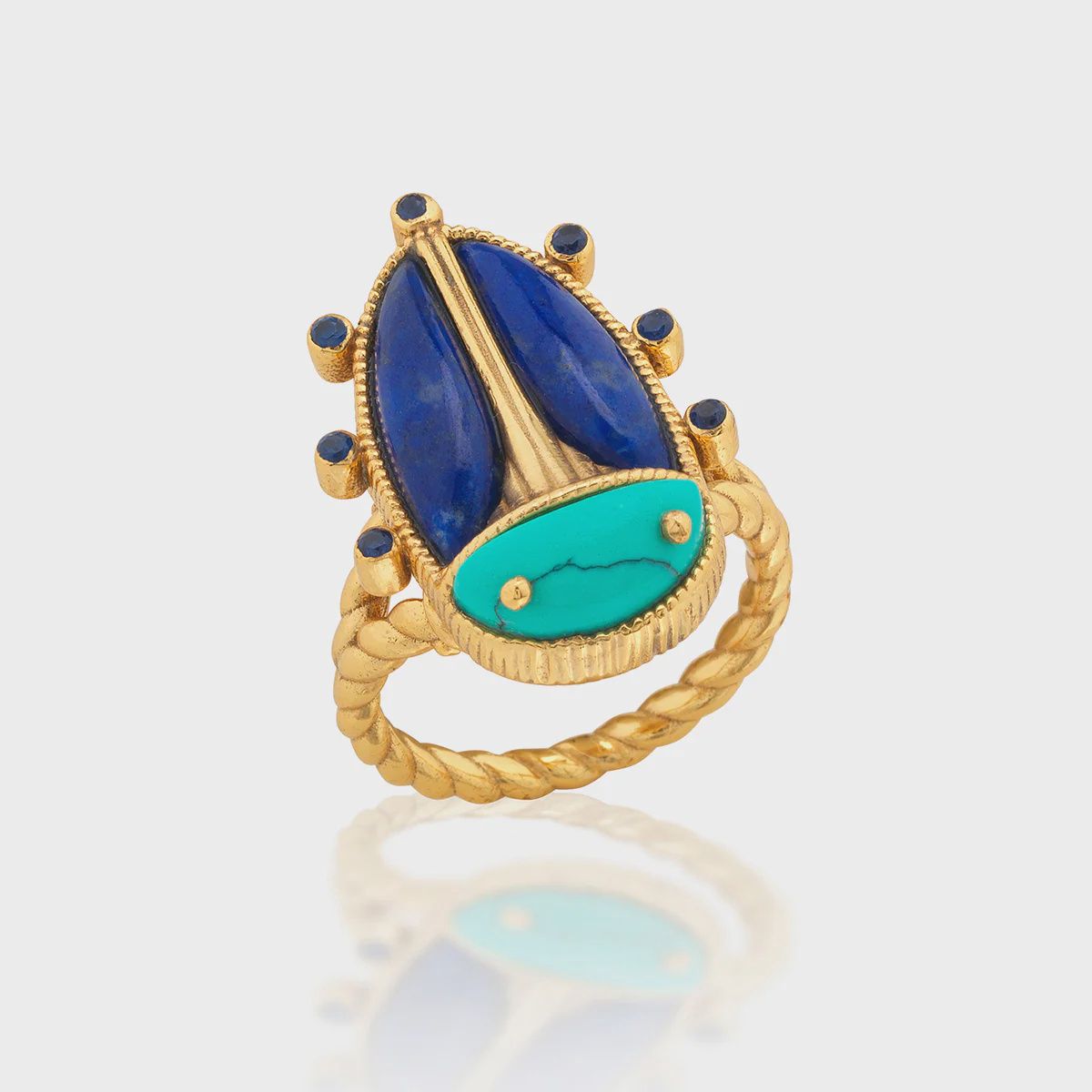 Scarab Grande Ring - Turquoise/Lapis