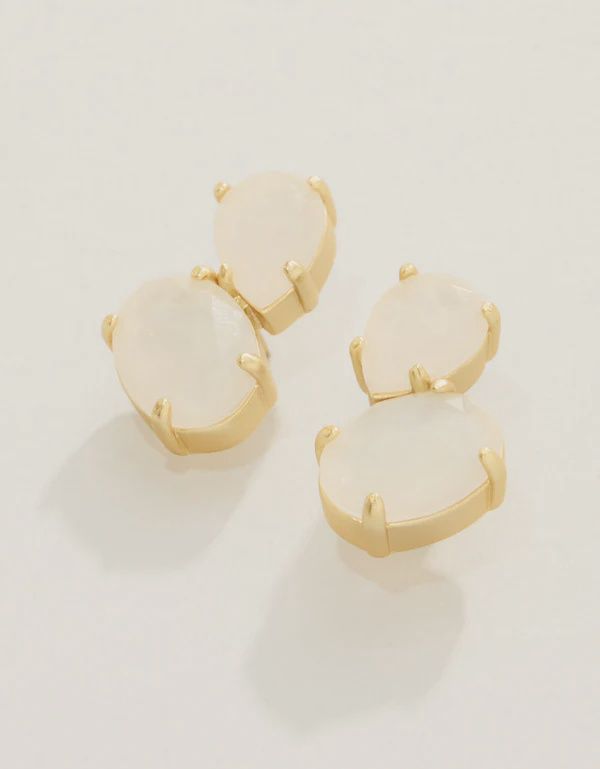 Naiad Dewdrop Stud Earrings White