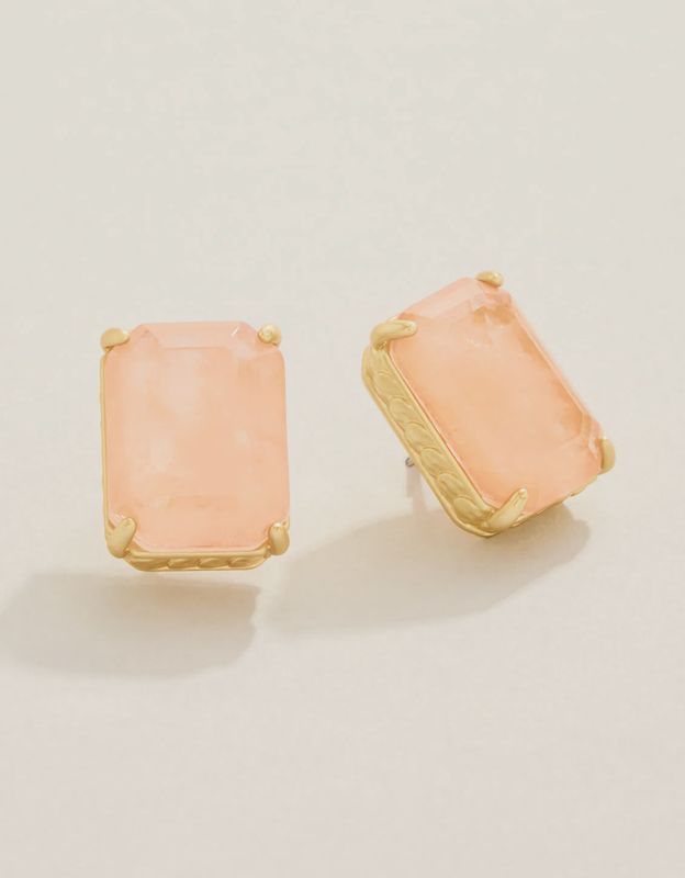 Naiad Rectangle Stud Earrings Pink