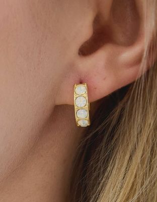 Lightner Hoop Earrings 14mm White Opal
