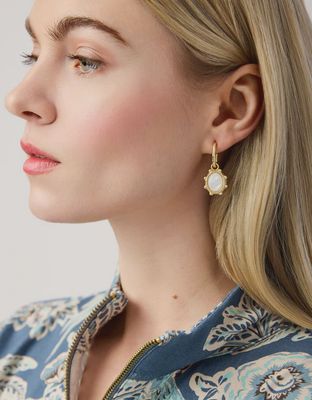 Mercer House Drop Hoop Earrings Mother-of-Pearl