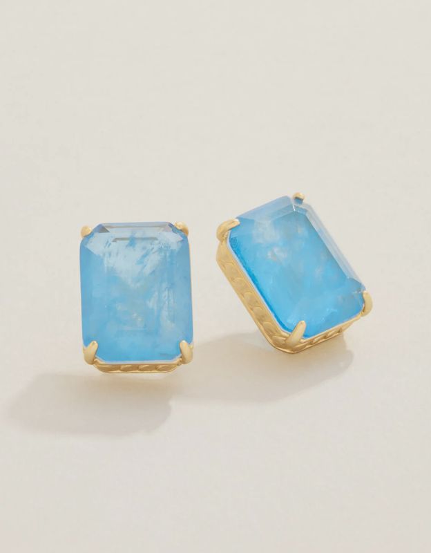 Naiad Rectangle Stud Earrings Blue