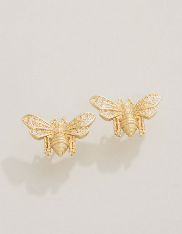 Vintage Bee Stud Earrings Crystal