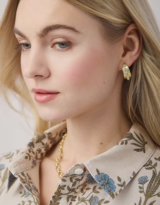 Estate Petite Hoop Earrings Blue
