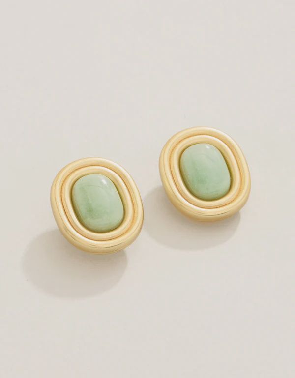 Castillo Stud Earrings Green Aventurine