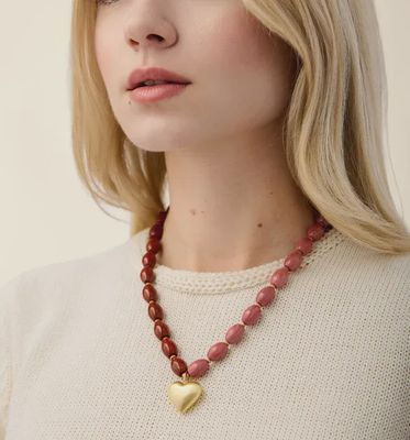 Anastasia Heart Beaded Necklace 18" Pink