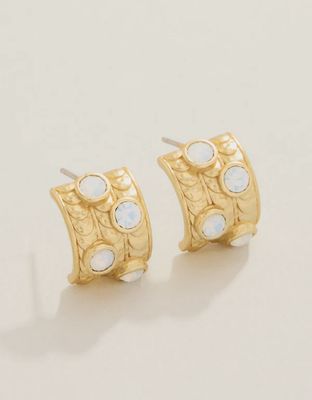 Karissa Hoop Earrings White Opal