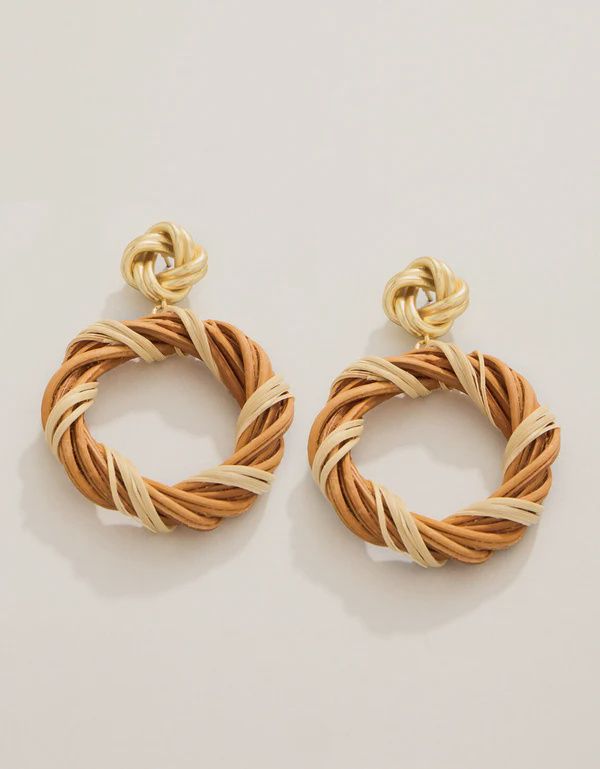 Knotted Wicker Earrings Natural