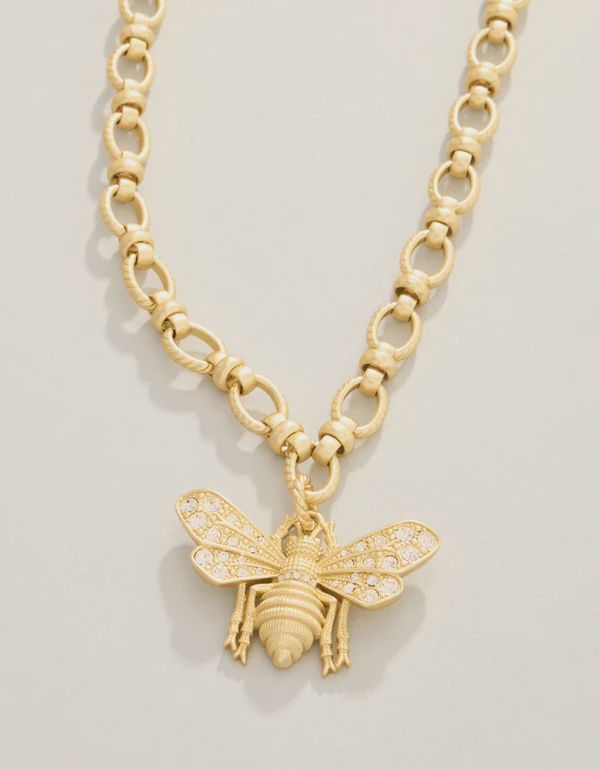 Vintage Bee Chunky Necklace 18" Crystal
