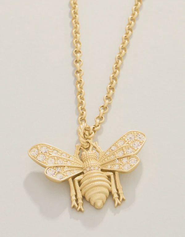 Vintage Bee Necklace 24" Crystal