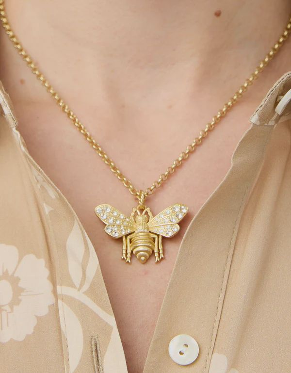 Vintage Bee Necklace 24" Crystal