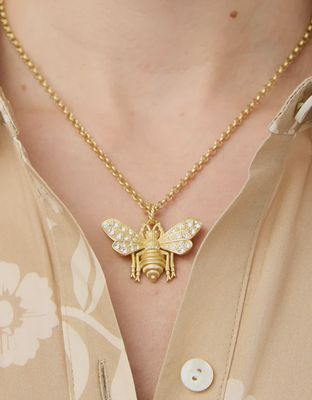Vintage Bee Necklace 24" Crystal