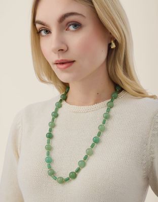Castillo Beaded Necklace 24" Green Aventurine