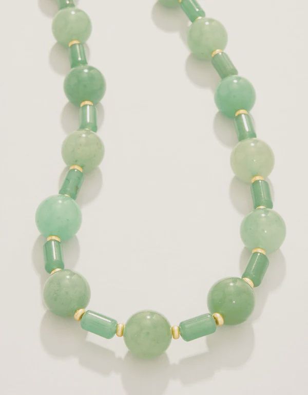Castillo Beaded Necklace 24" Green Aventurine