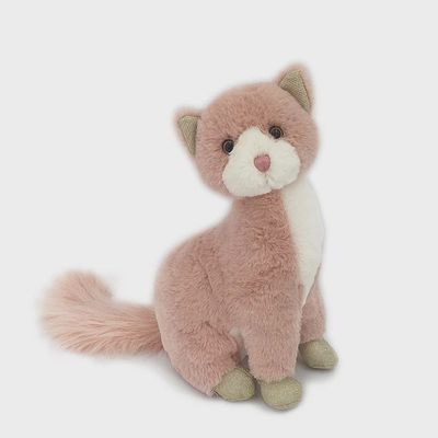 Mon Ami Callie pink mauve kitty plush toy, 12 inches, isolated on white background