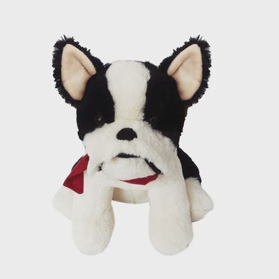Mon Ami Francois French Bulldog plush toy, 12 inches tall, featuring a red bandana around its neck against a white background
