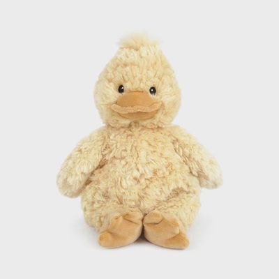 Mon Ami Waddles weighted stuffed duck plush toy in cream and orange, 11 inches tall, isolated on white background