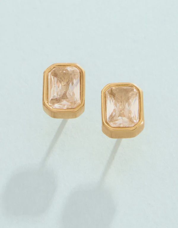 Columbia Square Stud Earrings Crystal