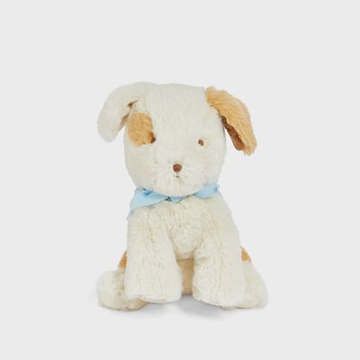 Skipit the Pup sailor stuffed animal plush toy by Bunnies by the Bay, featuring a soft beige puppy in a navy blue sailor outfit on a white background