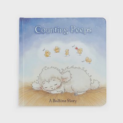 Counting Peeps Book by Bunnies by the Bay displayed on white background, colorful illustrated board book with peep characters