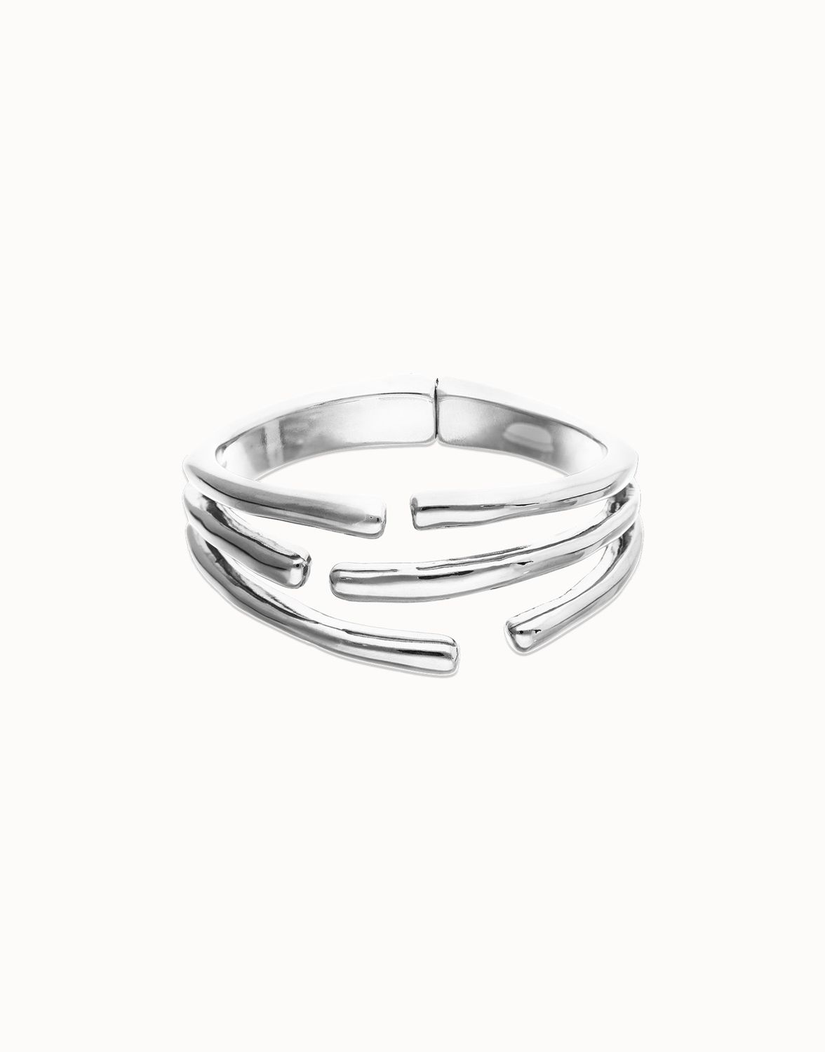 Roots Bangle with Multiple Intertwined Organic Shapes Bracelet, Colour: Silver, Size: Medium