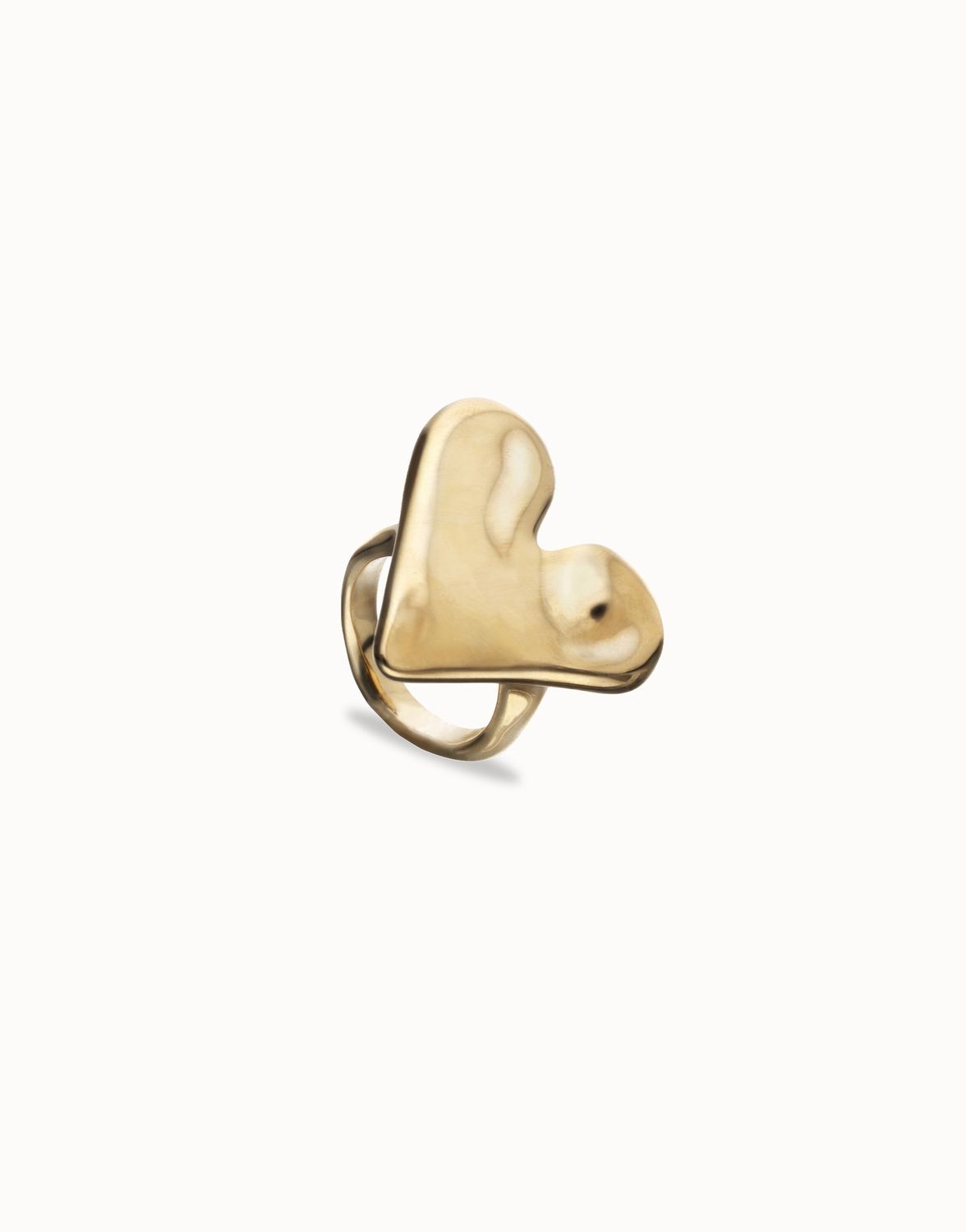 Uno de 50 Maxi Heart Ring, Colour: Gold, Size: 15