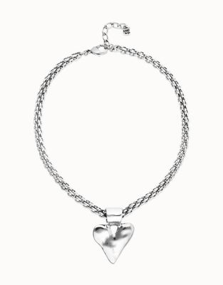 Uno de 50 Beat Collection Thick Chain Heart Pendant Necklace